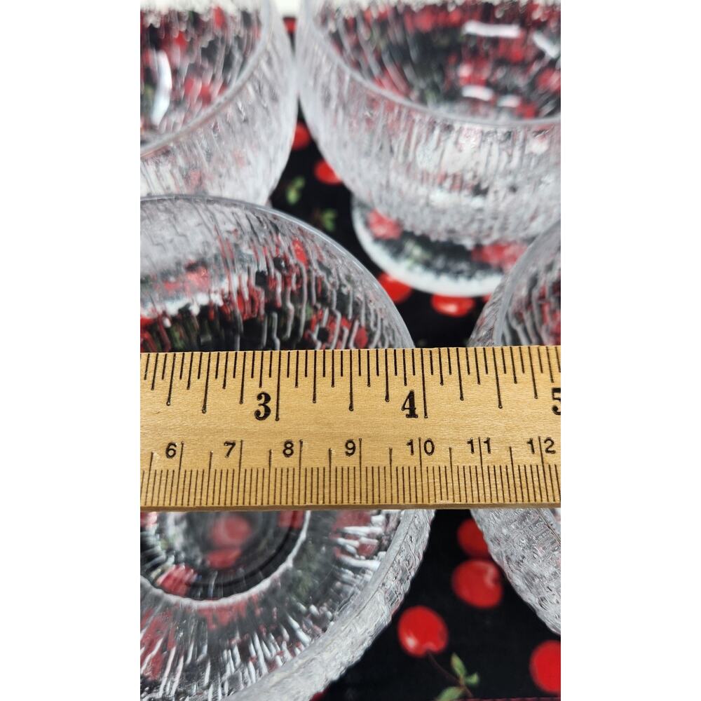 Lot Of 4 Crystal Footed Dessert Bowls I ITTALA KEKKERIT | Icicle SnowTextured - Picture 7 of 8